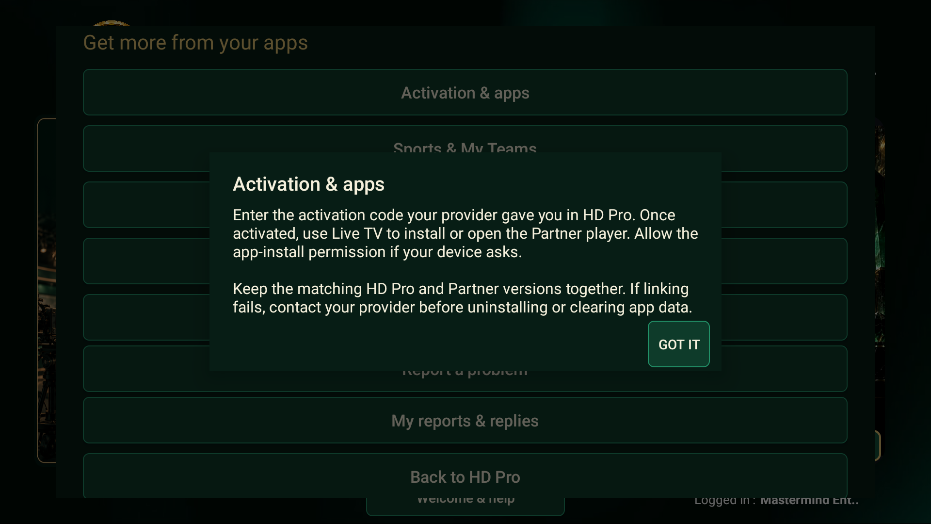 Activation & app guidance